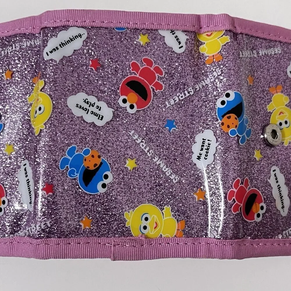 Sesame Street Baby Characters Pink Glitter Key Holder Coin Wallet Tri-Fold 2007